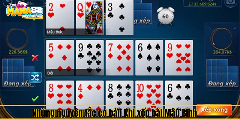 Những nguyên tắc cơ bản khi xếp bài Mậu Binh 