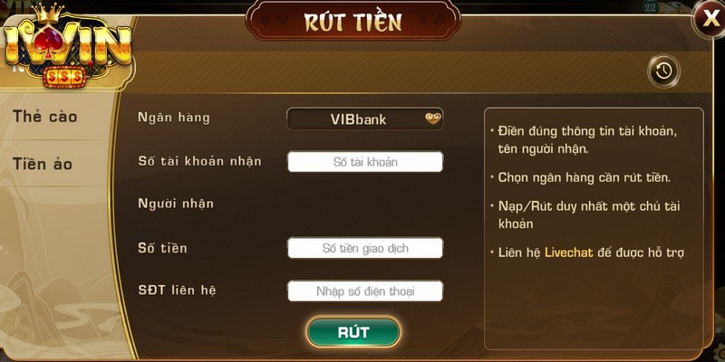 Các phương thức rút tiền phổ biến nhất tại cổng game Iwin